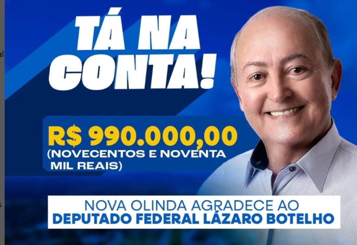 Ex-deputado Lázaro Botelho garante liberação de R$ 1 milhão para Nova Olinda