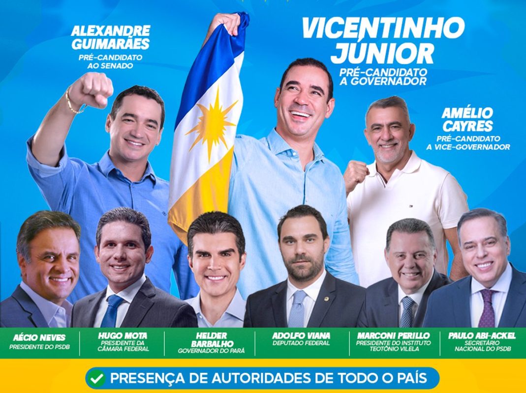PSDB e MDB lançam pré-candidaturas de Vicentinho Júnior ao Governo e Alexandre Guimarães ao Senado em grande evento no Tocantins