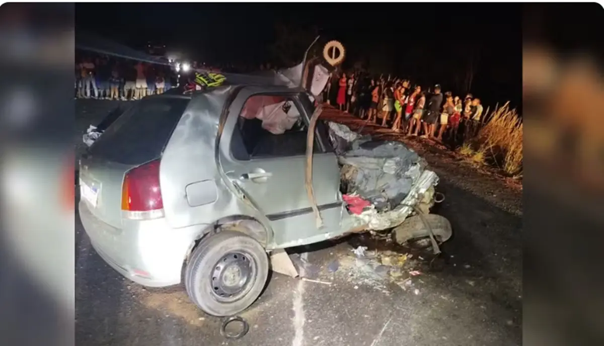 Acidente entre carro e caminhão deixa mortos em Bielândia, distrito de Filadélfia — Foto: Divulgação/BPMRED
